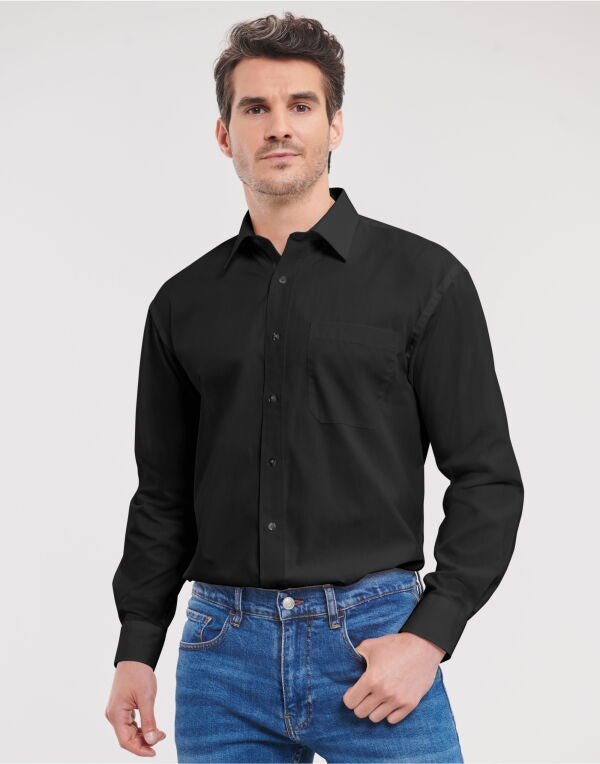 Russell Collection - Men's Long Sleeve Classic Pure Cotton Poplin Shirt - 936M